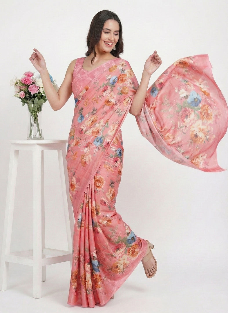 Latest Digital Print Satin Crepe Silk Saree