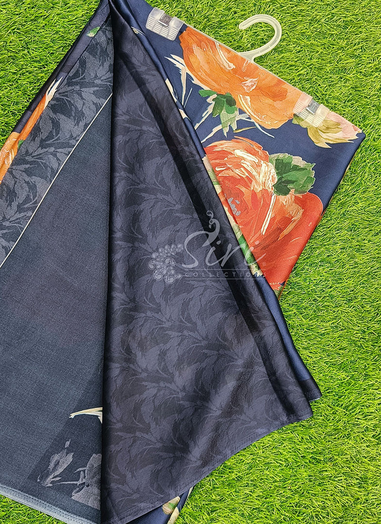 Latest Digital Print Satin Crepe Silk Saree