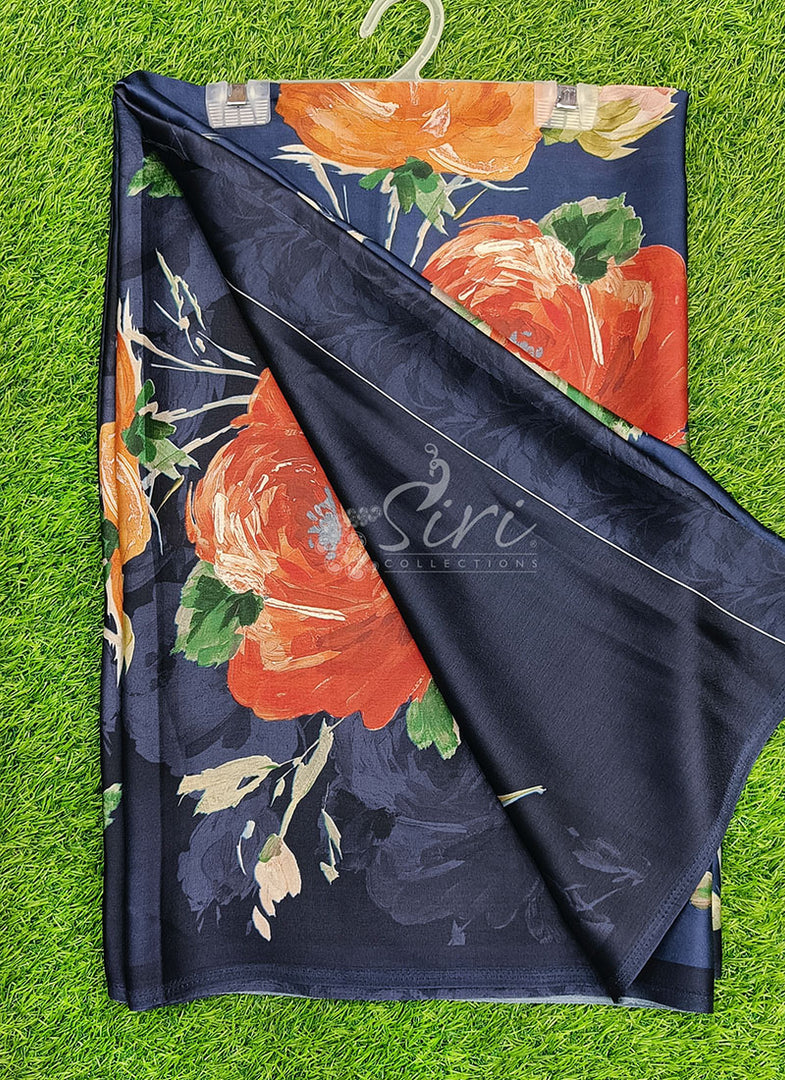 Latest Digital Print Satin Crepe Silk Saree