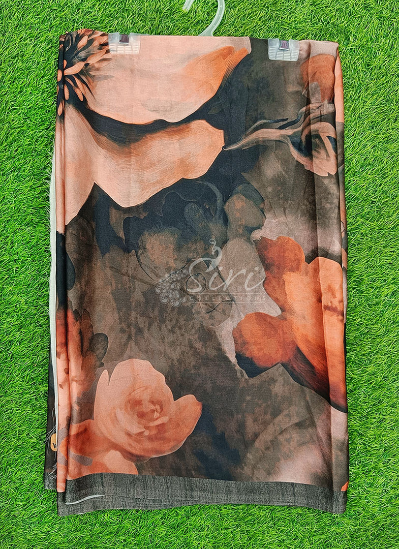 Latest Digital Print Satin Crepe Silk Saree