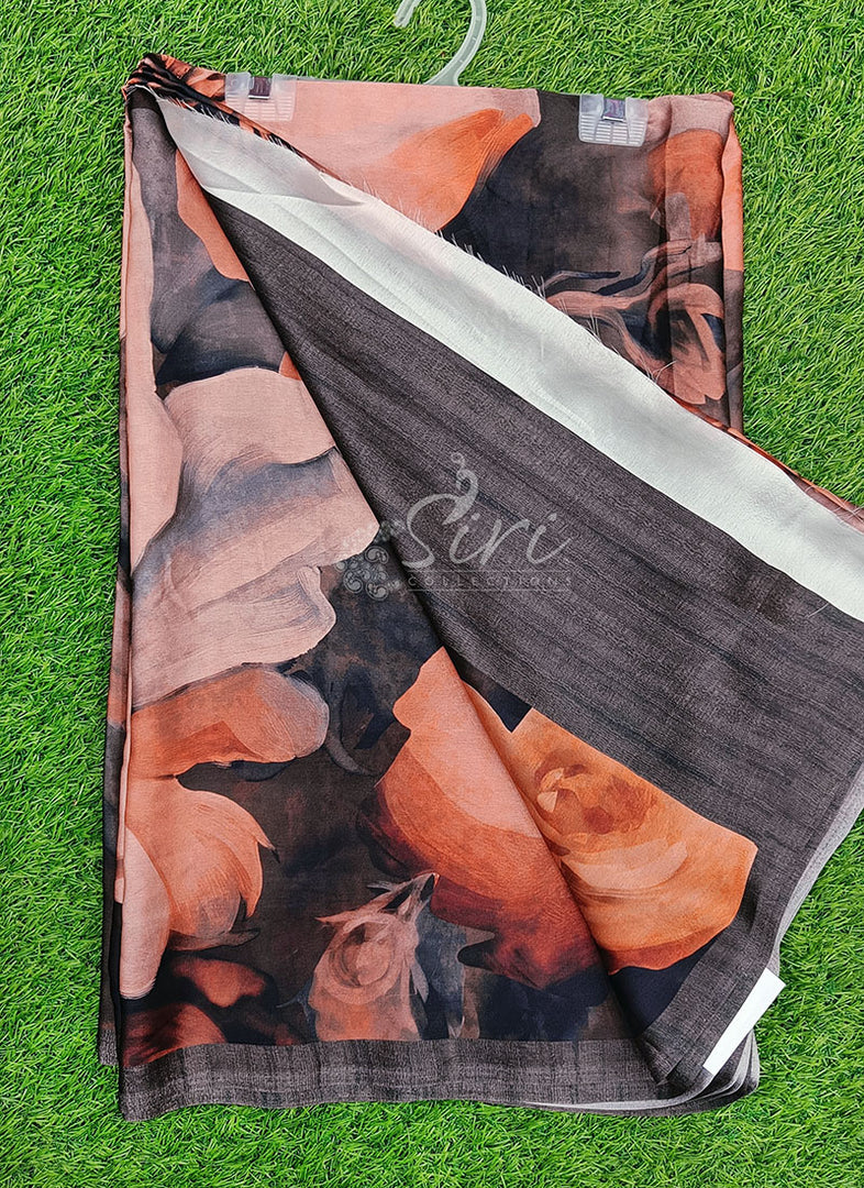 Latest Digital Print Satin Crepe Silk Saree