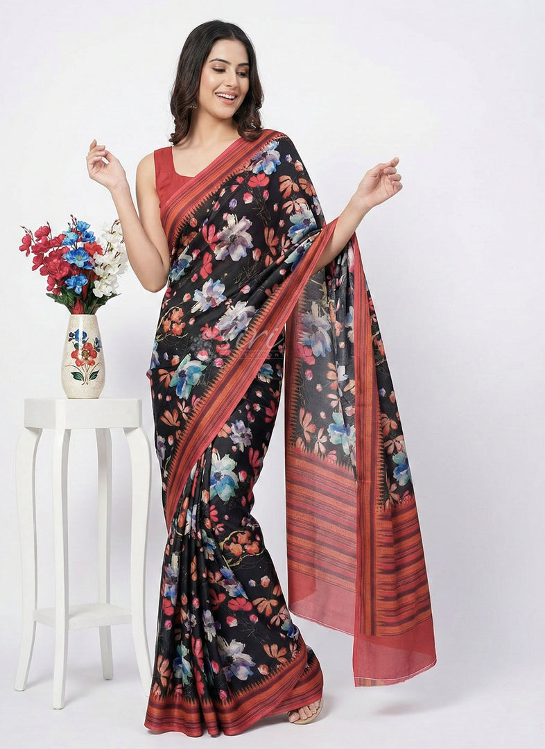 Latest Digital Print Satin Crepe Silk Saree