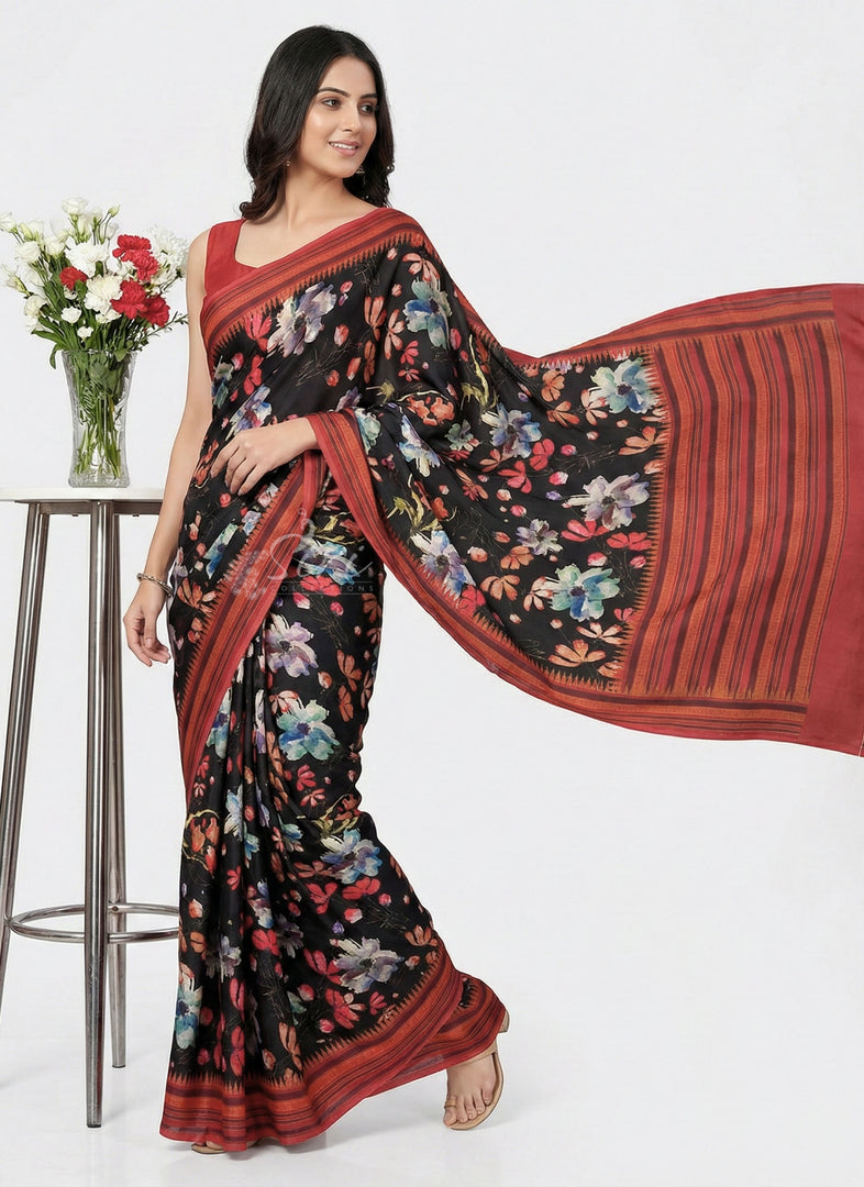 Latest Digital Print Satin Crepe Silk Saree