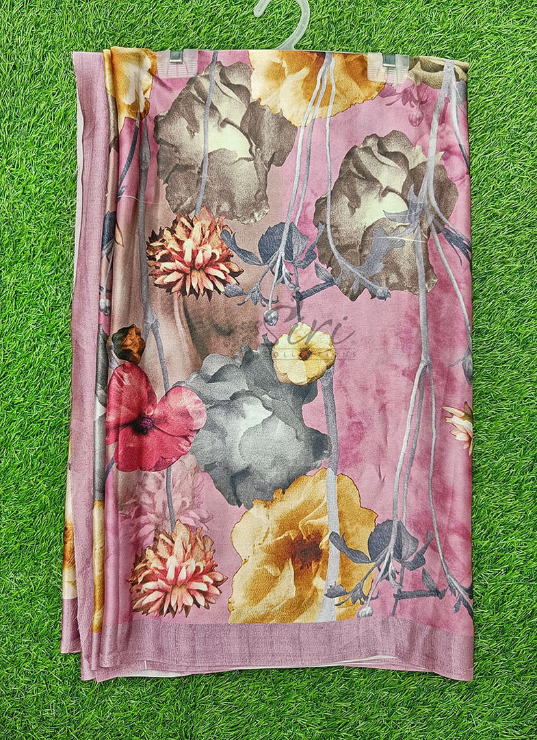 Siri Collections Beautiful Digital Print Satin Crepe Silk Saree