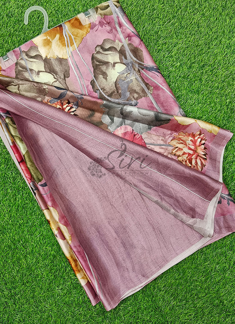 Siri Collections Beautiful Digital Print Satin Crepe Silk Saree