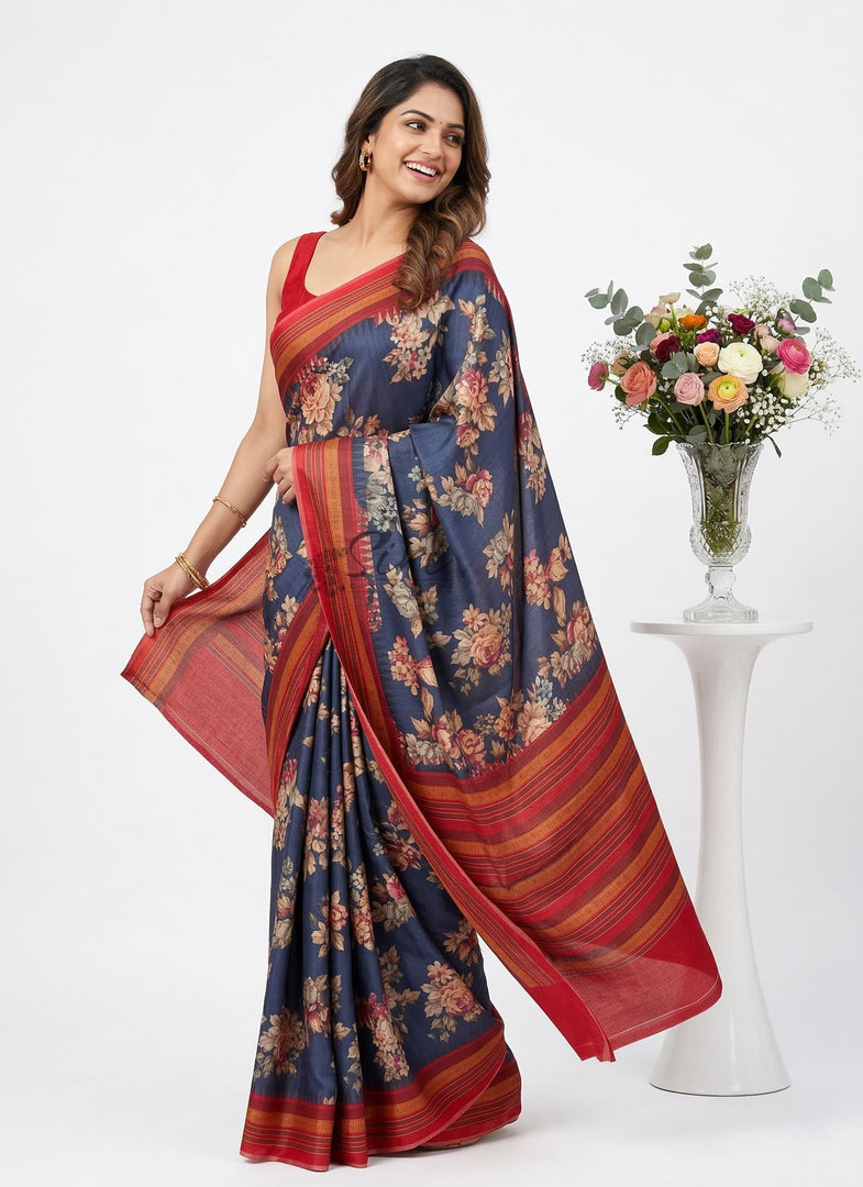 Latest Digital Print Satin Crepe Silk Saree