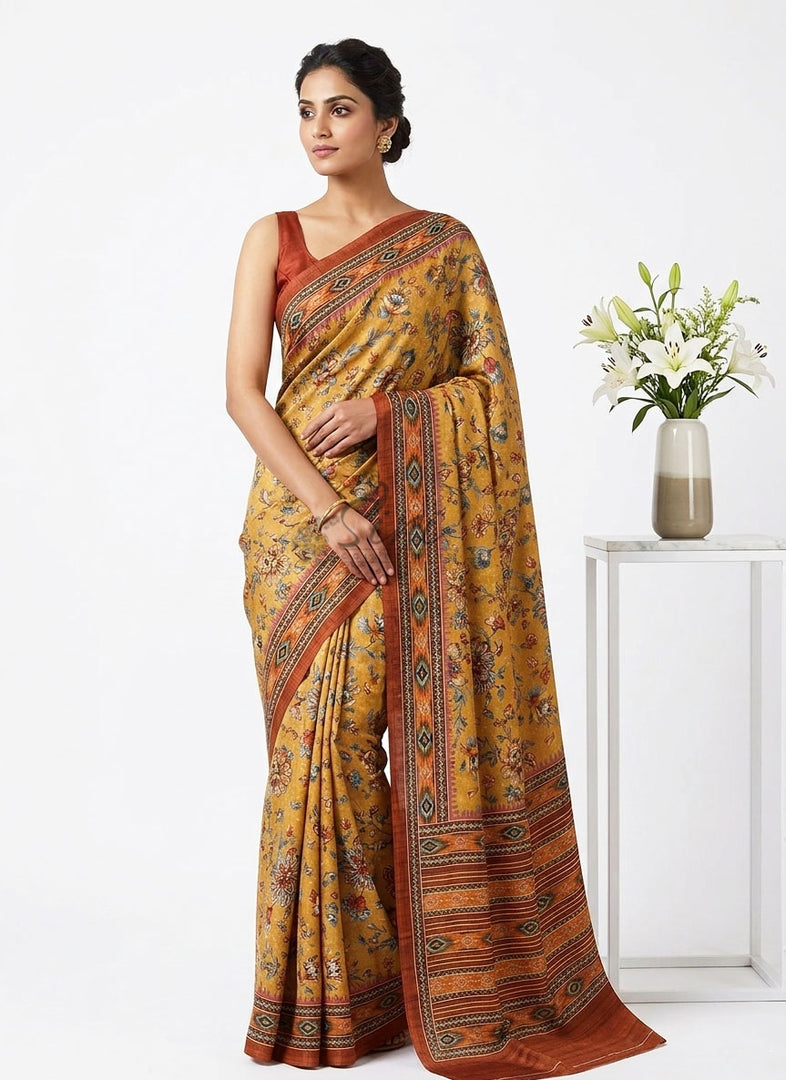 Latest Digital Print Satin Crepe Silk Saree