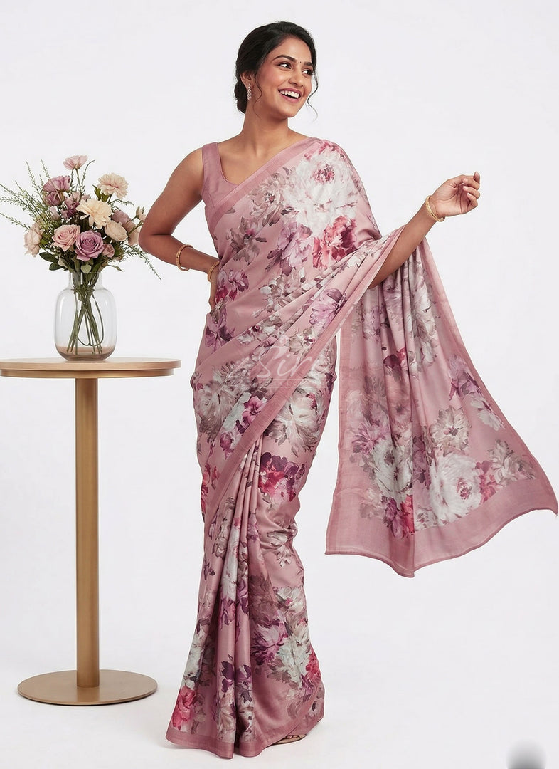 Latest Digital Print Satin Crepe Silk Saree