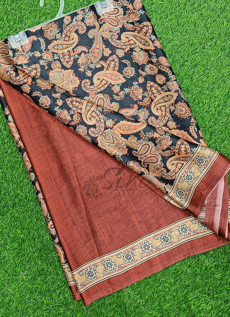 Latest Digital Print Satin Crepe Silk Saree