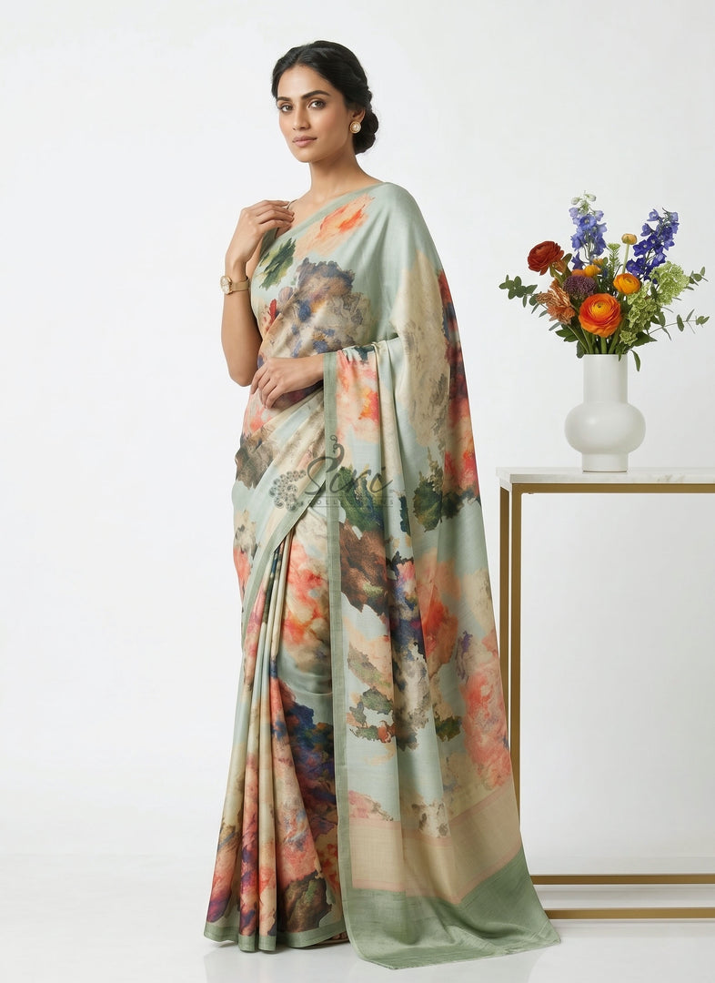 Latest Digital Print Satin Crepe Silk Saree