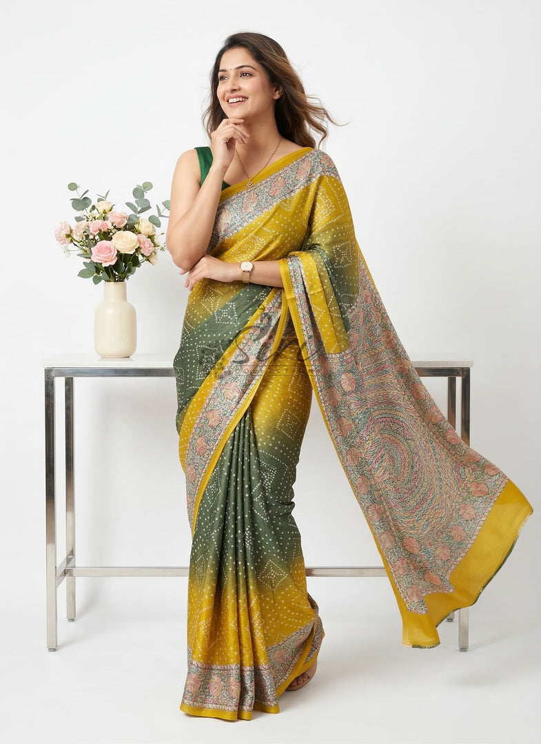Latest Premium Digital Print Satin Crepe Silk Saree