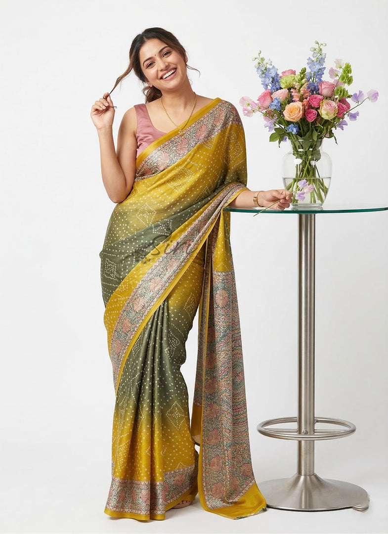 Latest Premium Digital Print Satin Crepe Silk Saree