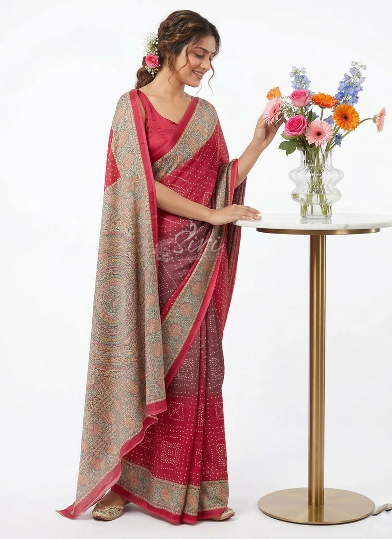 Latest Premium Digital Print Satin Crepe Silk Saree