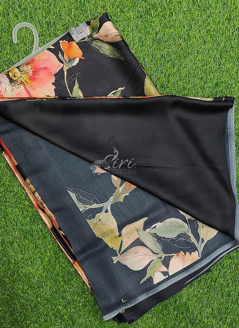 Latest Premium Digital Print Satin Crepe Silk Saree