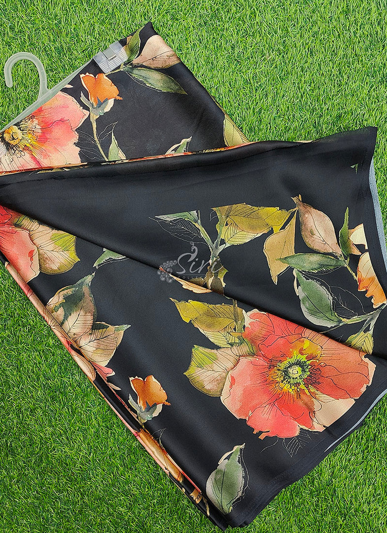 Latest Premium Digital Print Satin Crepe Silk Saree