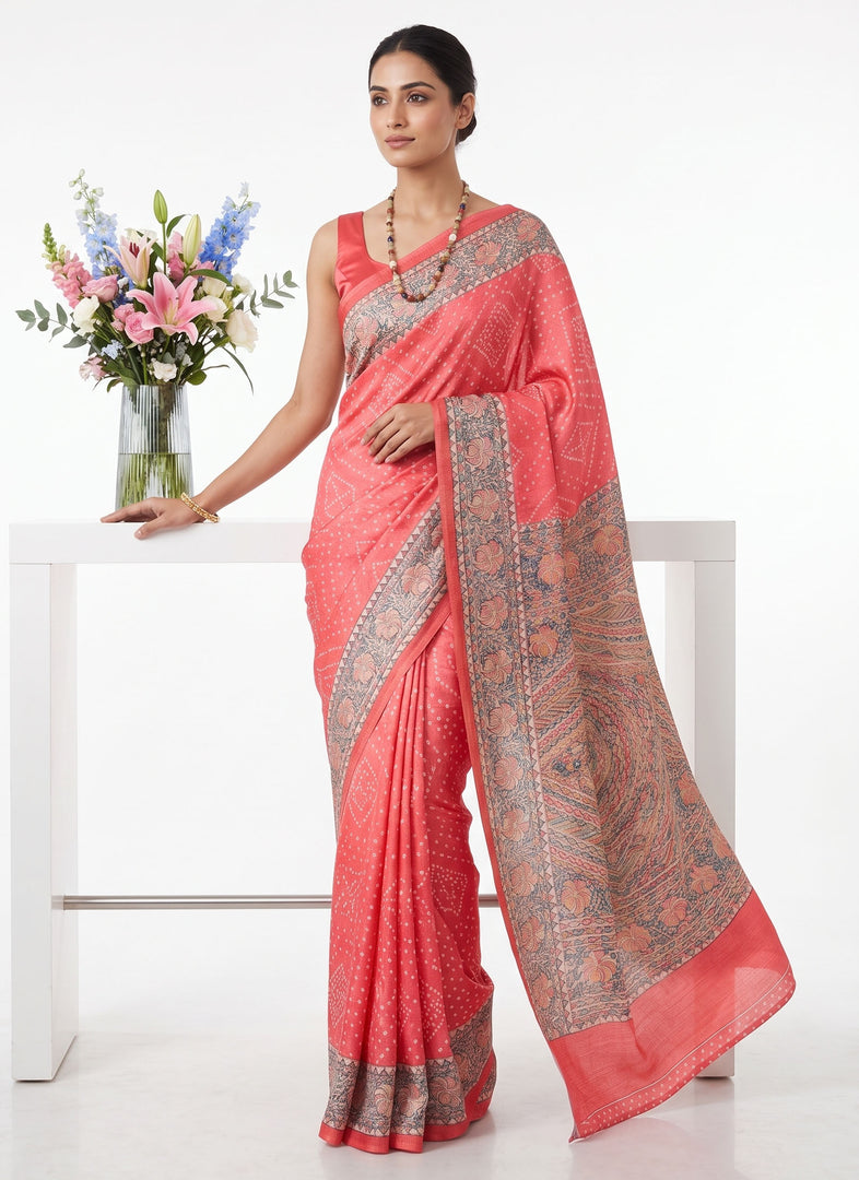 Latest Premium Digital Print Satin Crepe Silk Saree