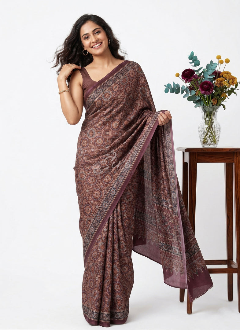 Latest Premium Digital Print Satin Crepe Silk Saree