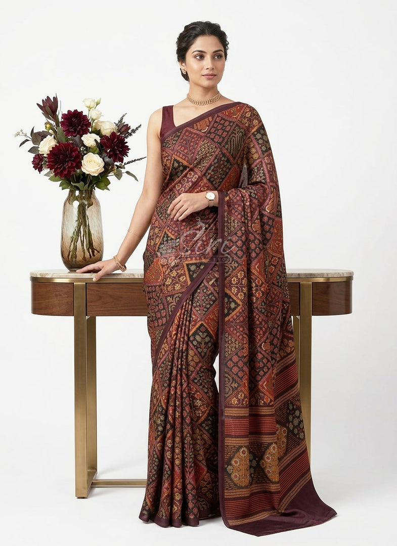 Latest Premium Digital Print Satin Crepe Silk Saree