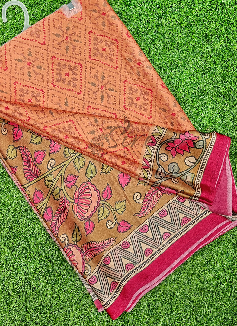 Latest Premium Digital Print Satin Crepe Silk Saree