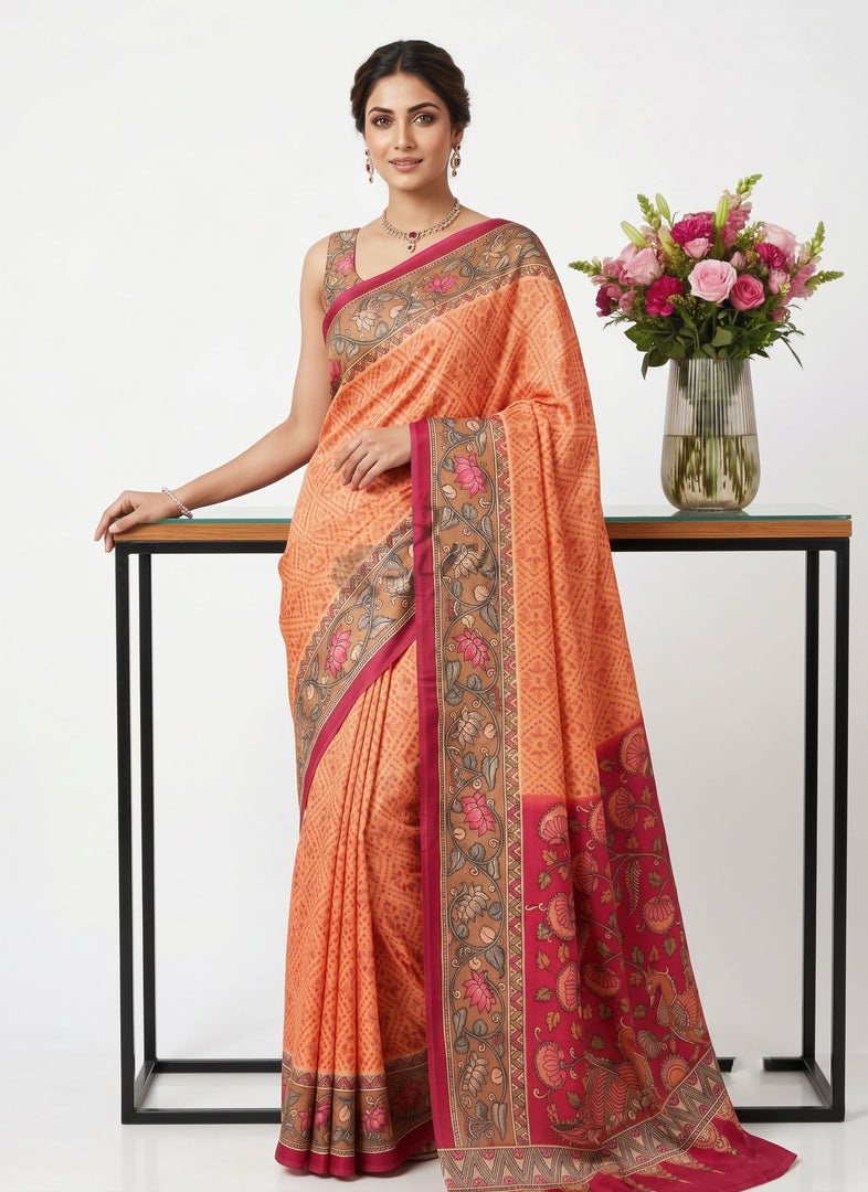 Siri Collections Premium Digital Print Satin Crepe Silk Saree with Blouse