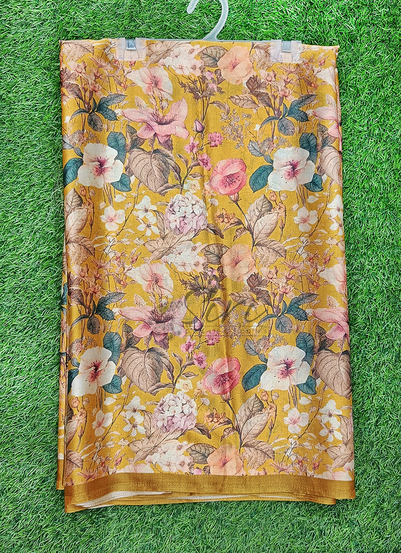 Latest Premium Digital Print Satin Crepe Silk Saree
