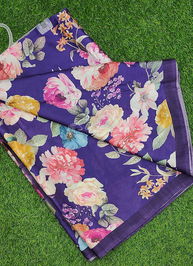 Siri Collections Premium Digital Print Satin Crepe Silk Saree