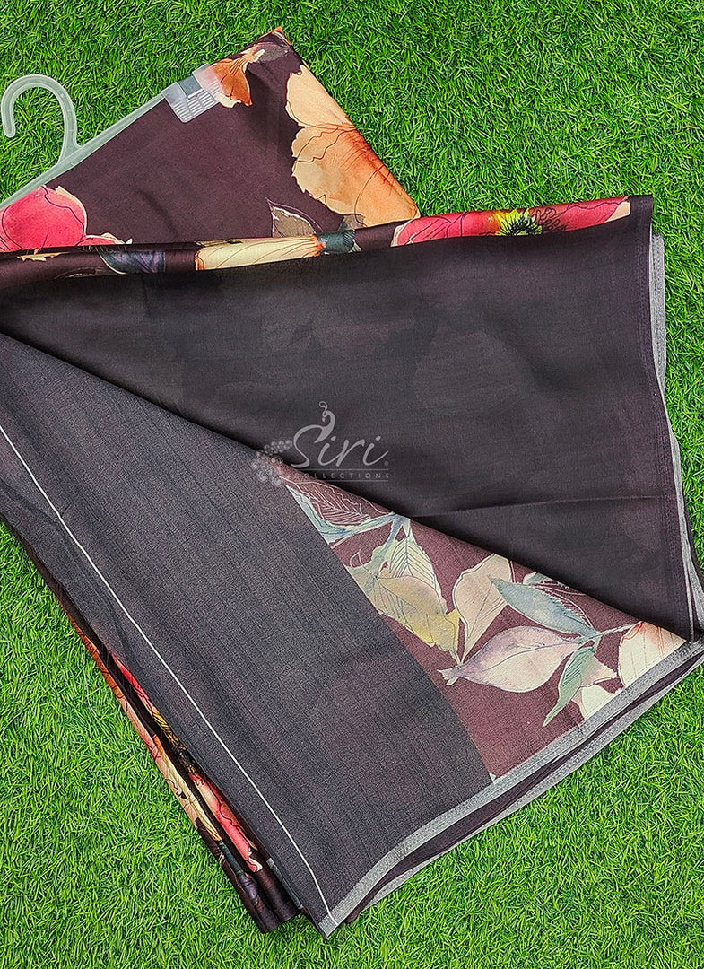 Siri Collections Premium Digital Print Satin Crepe Silk Saree
