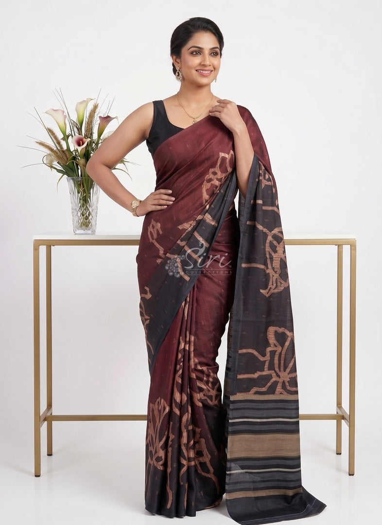 Siri Collections Premium Digital Print Satin Crepe Silk Saree