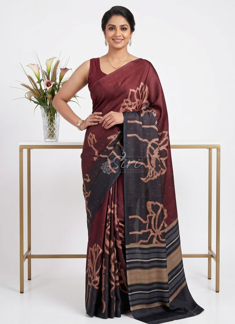 Siri Collections Premium Digital Print Satin Crepe Silk Saree