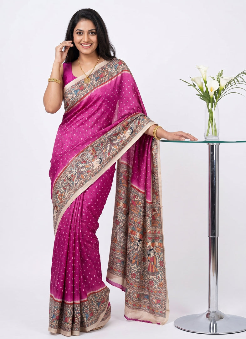Siri Collections Premium Digital Print Satin Crepe Silk Saree