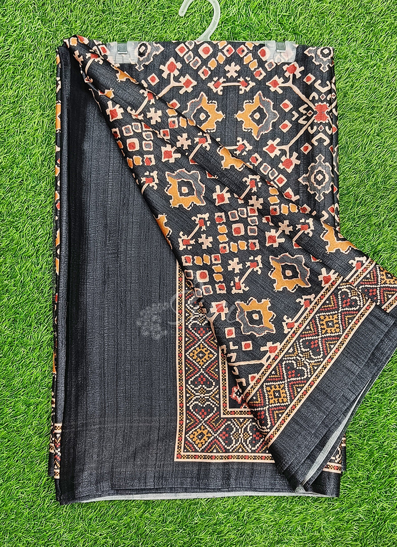 Siri Collections Premium Digital Print Satin Crepe Silk Saree
