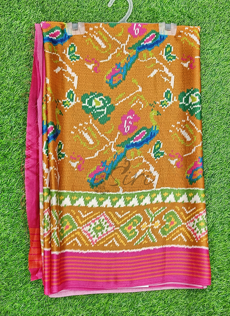 Siri Collections Premium Digital Print Satin Crepe Saree