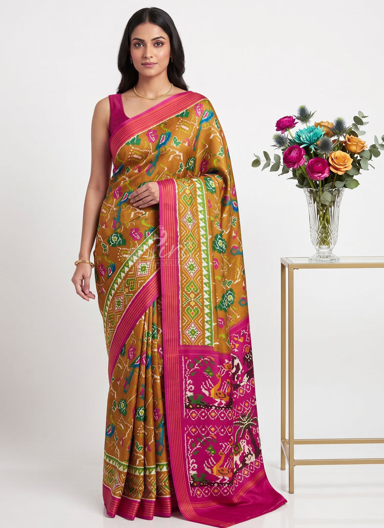 Siri Collections Premium Digital Print Satin Crepe Saree