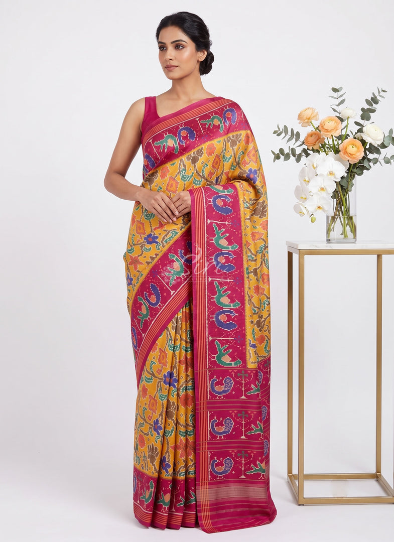Siri Collections Premium Digital Print Satin Crepe Saree