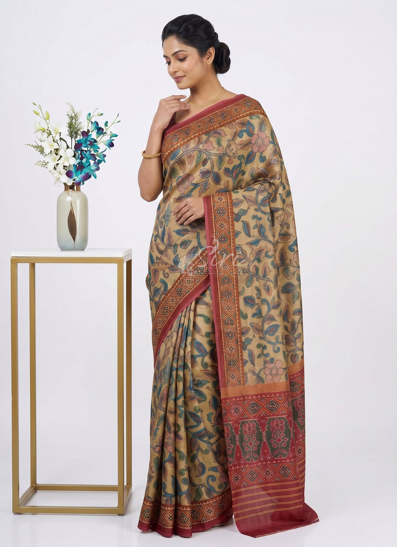 Siri Collections Premium Digital Print Satin Crepe Saree