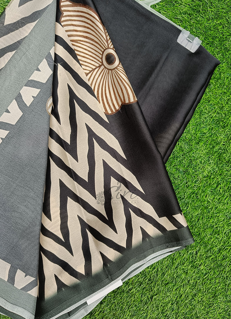 Siri Collections Premium Digital Print Satin Silk Saree