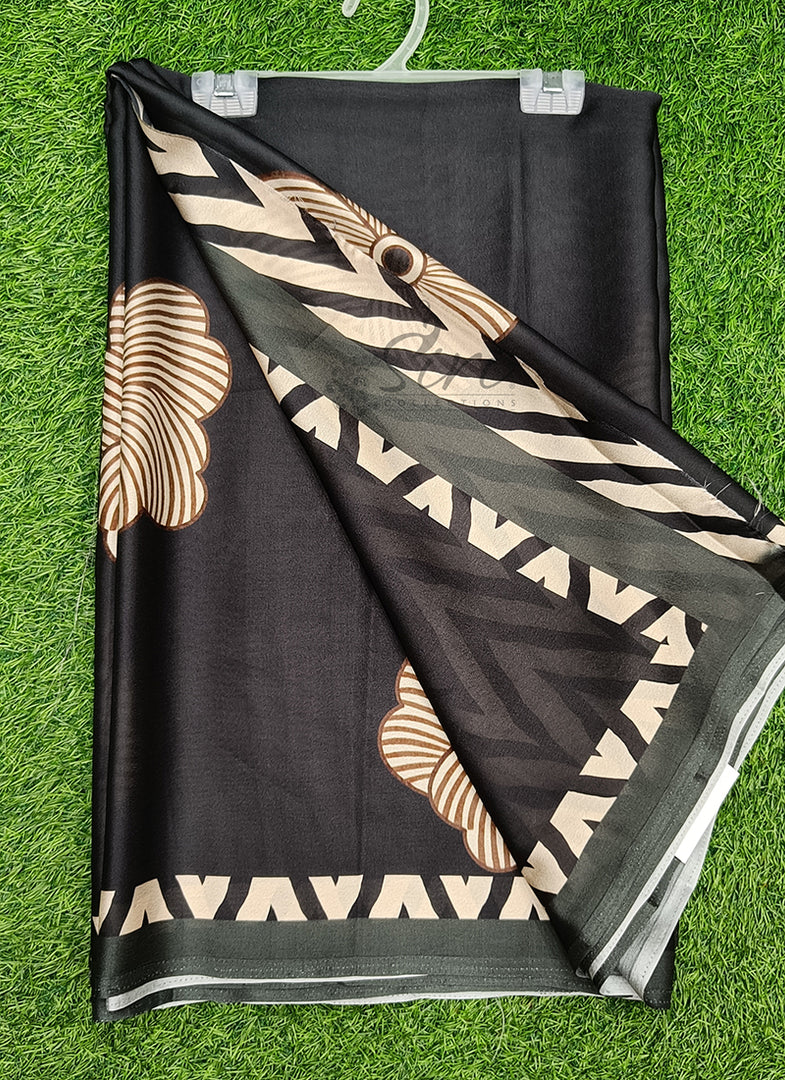 Siri Collections Premium Digital Print Satin Silk Saree