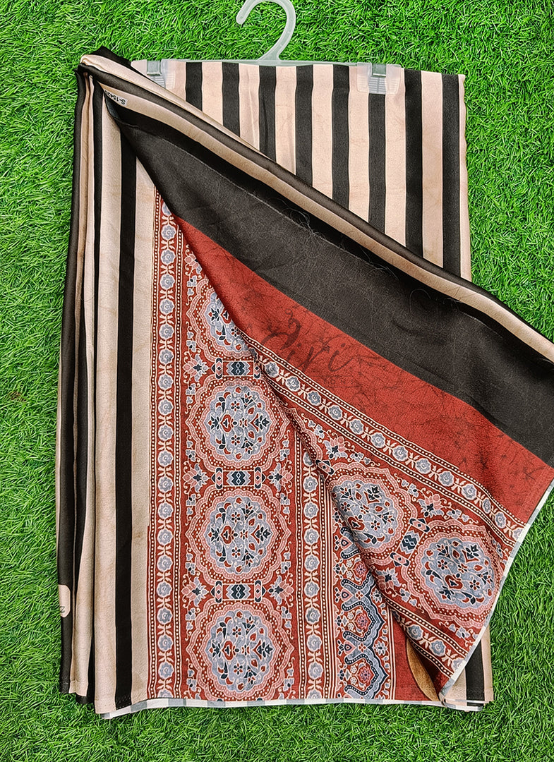 Siri Collections Premium Digital Print Satin Silk Saree