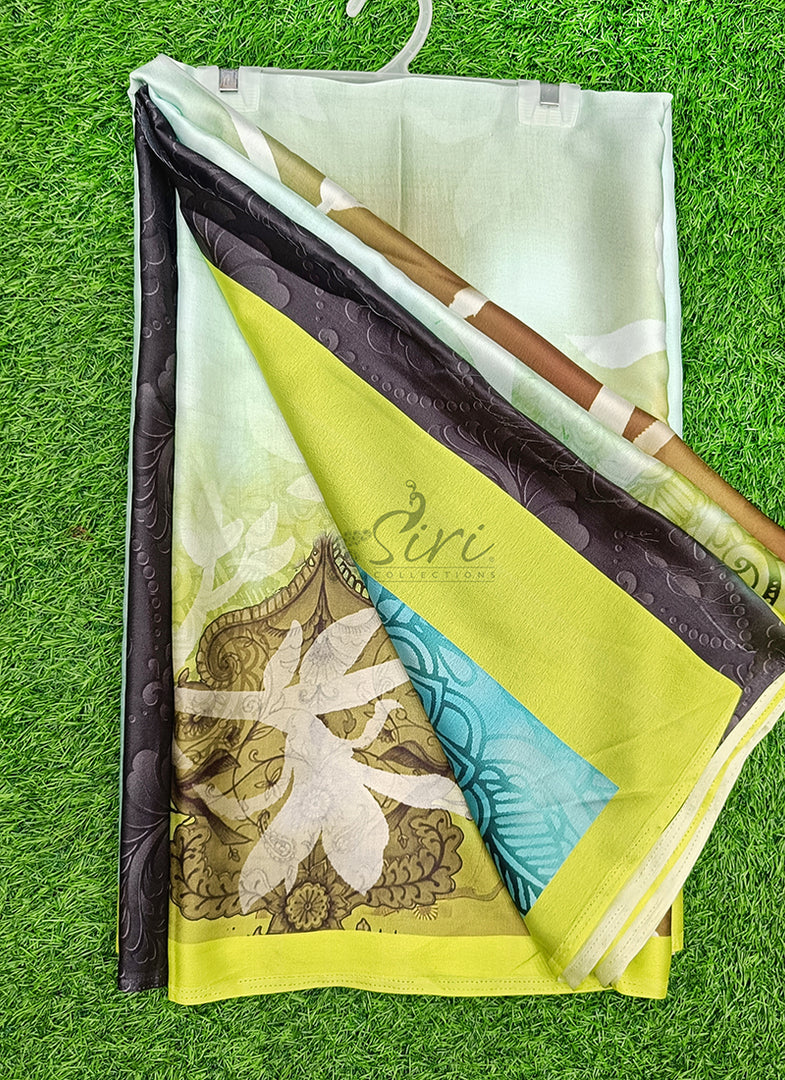 Siri Collections Premium Digital Print Satin Silk Saree