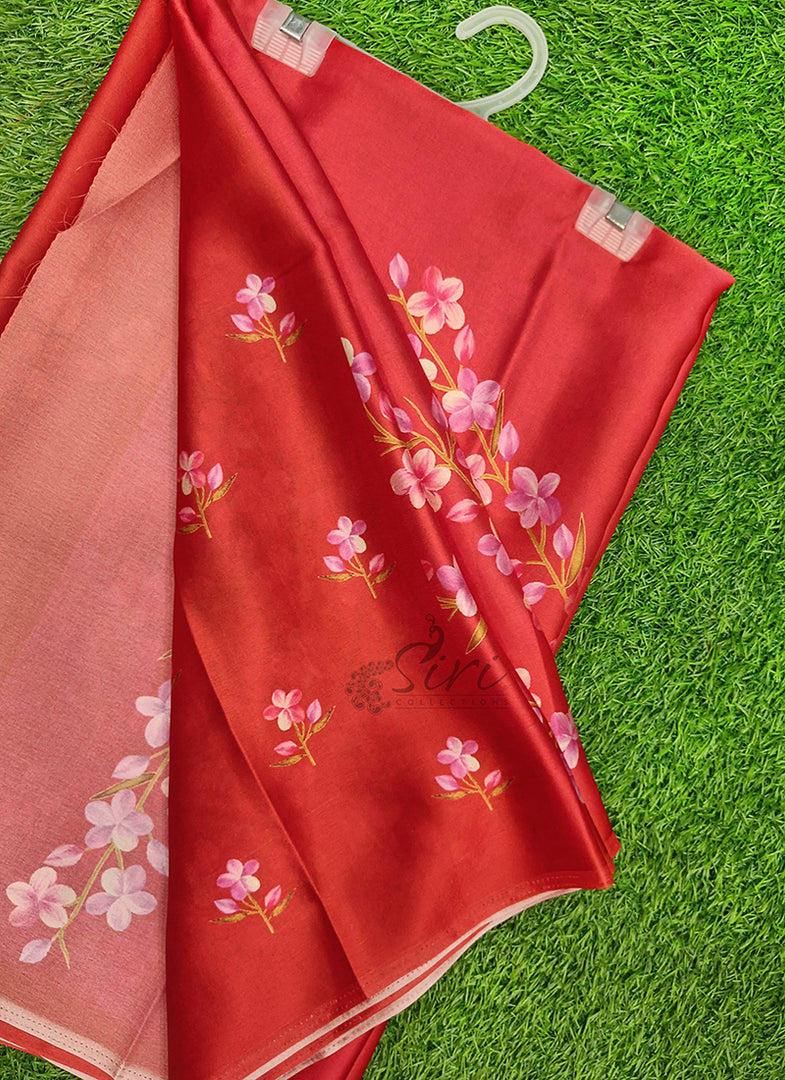 Siri Collections Premium Digital Print Satin Silk Saree
