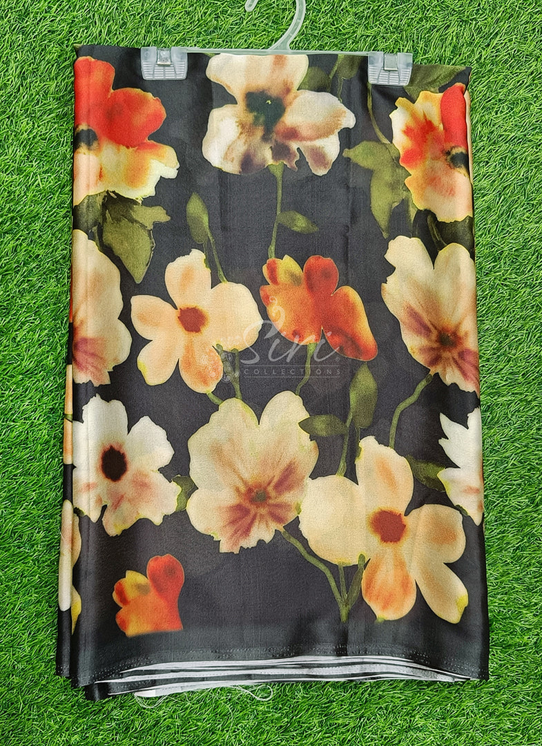 Siri Collections Premium Digital Print Satin Silk Saree