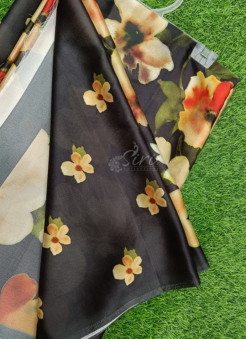 Siri Collections Premium Digital Print Satin Silk Saree