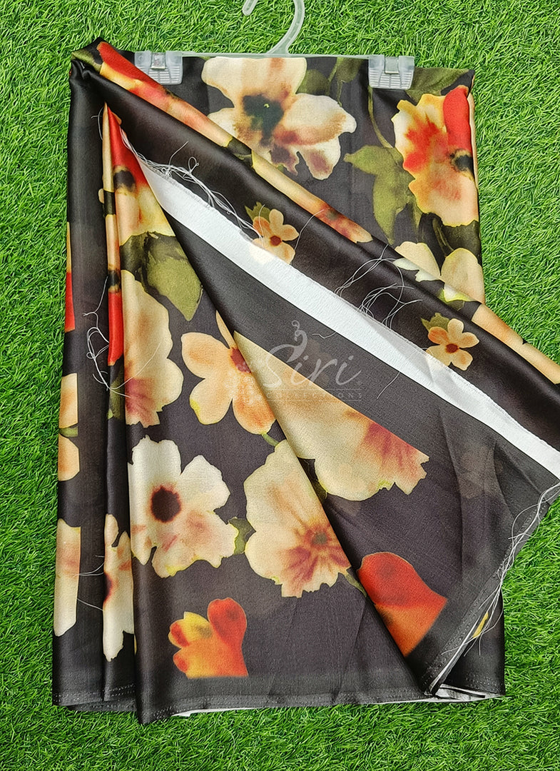 Siri Collections Premium Digital Print Satin Silk Saree