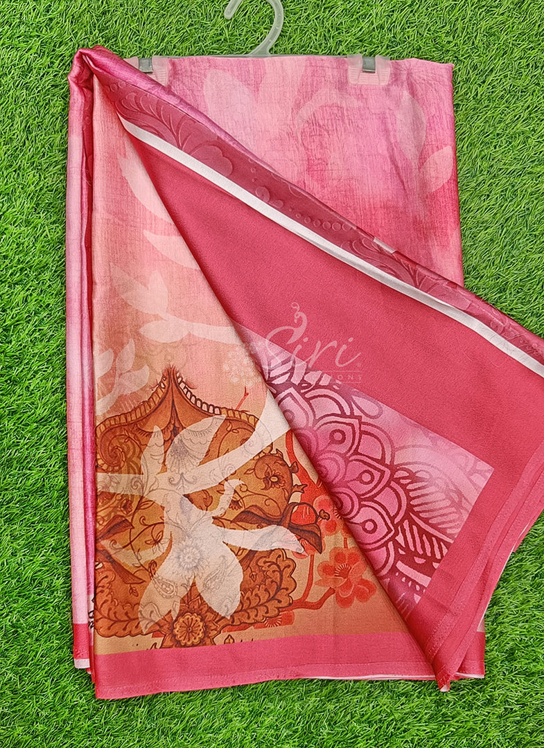 Siri Collections Premium Digital Print Satin Silk Saree
