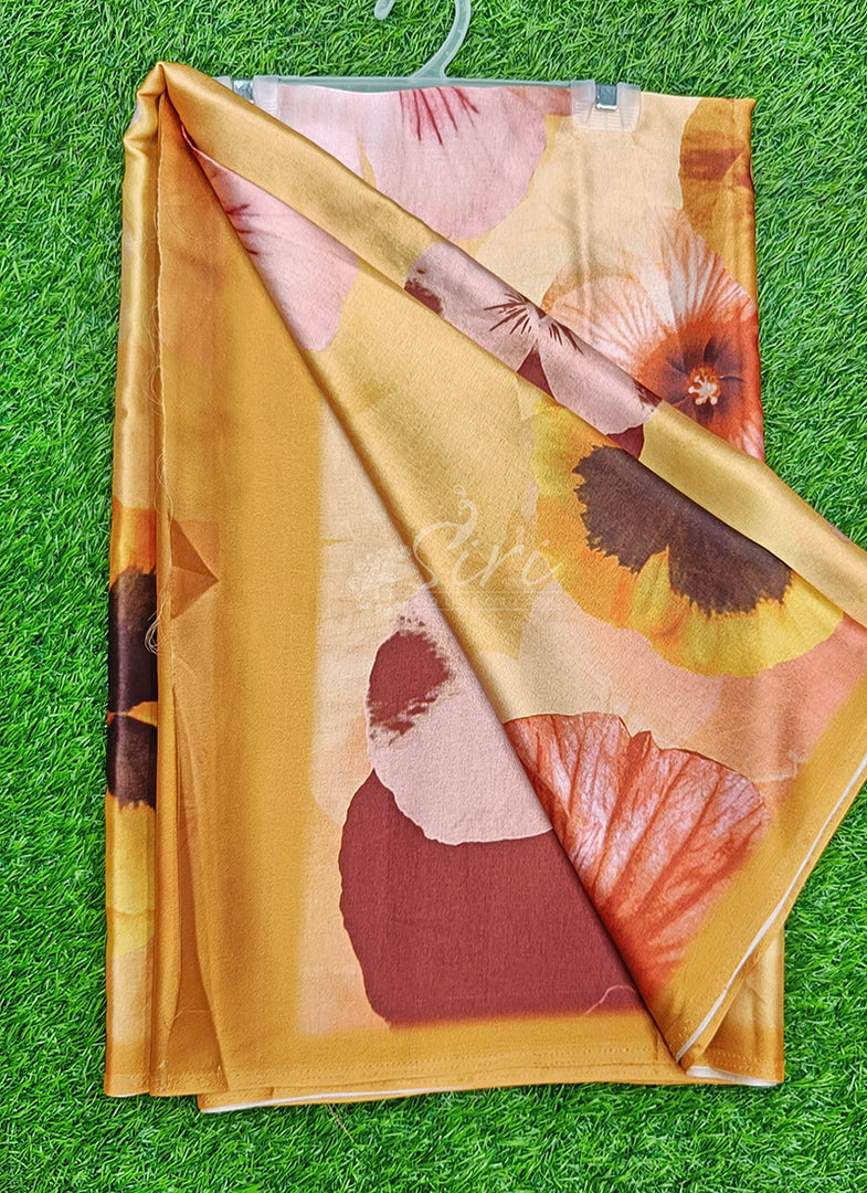 Siri Collections Premium Digital Print Satin Silk Saree
