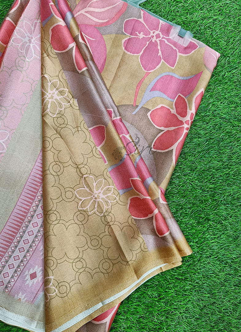 Siri Collections Premium Digital Print Satin Silk Saree