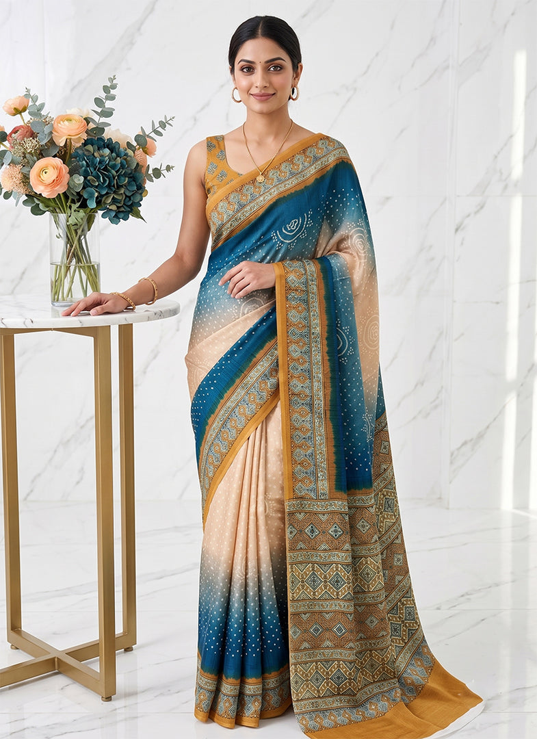 Siri Collections Premium Digital Print Satin Crepe Silk Saree