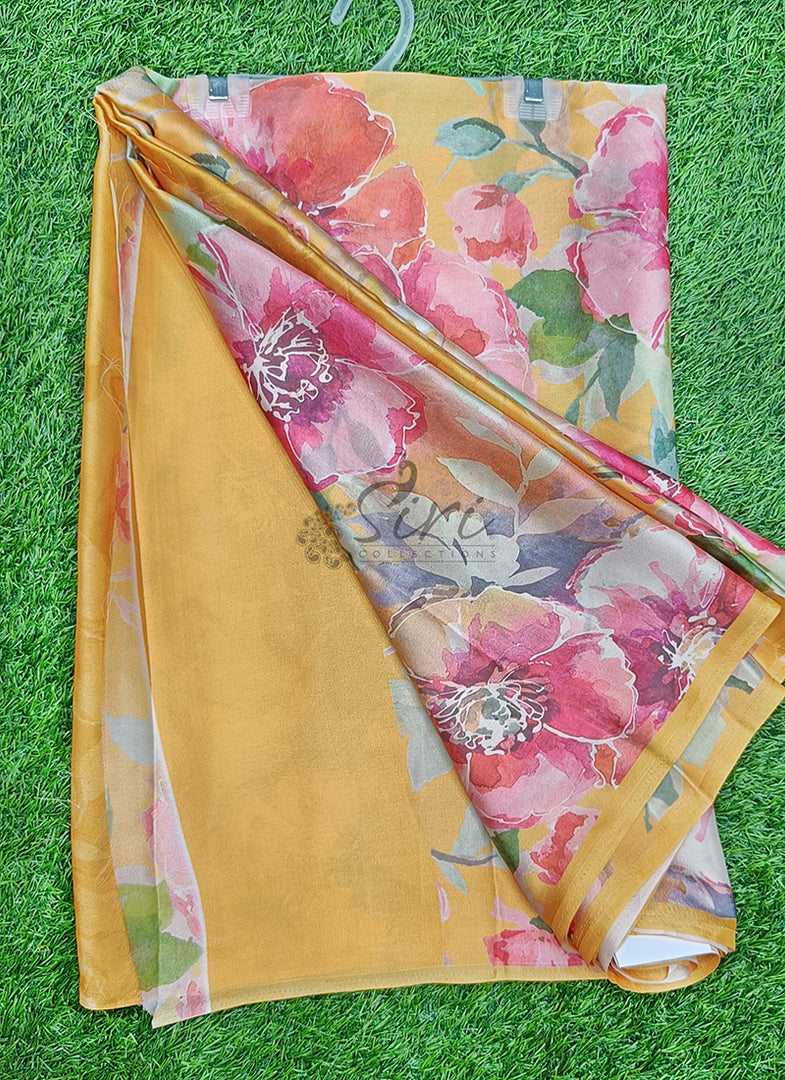 Siri Collections Premium Digital Print Satin Crepe Silk Saree