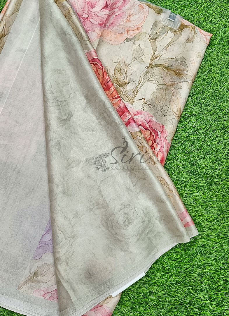 Siri Collections Premium Digital Print Satin Crepe Silk Saree