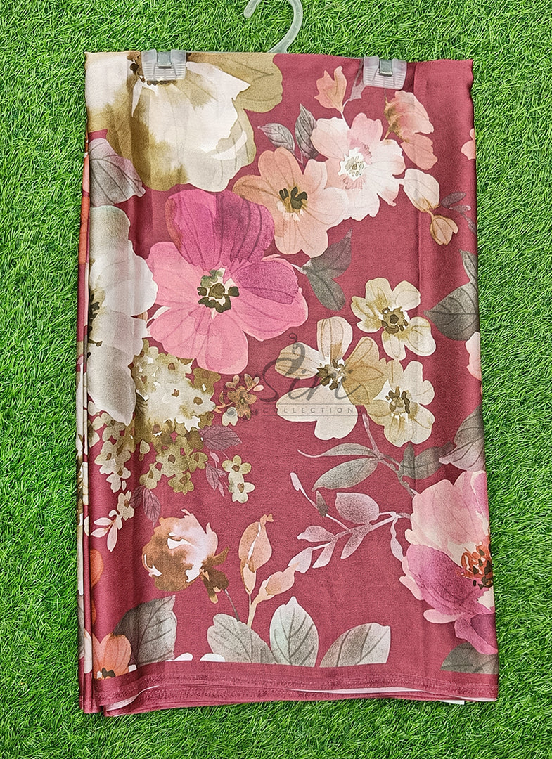 Siri Collections Premium Digital Print Satin Crepe Silk Saree